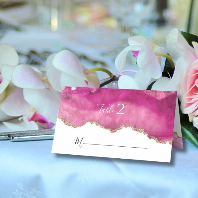 Carte De Placement Réception de mariage élégante avec pierre d'agate  (Créateur téléchargé)