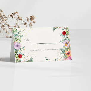 Carte De Placement Réception De Mariage Florale Fleur sauvage Chic