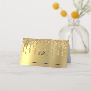 Carte De Placement Réception de mariage Gold Parties scintillant