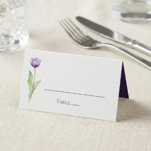 Carte De Placement Réception de mariage minimaliste aux tulipes viole