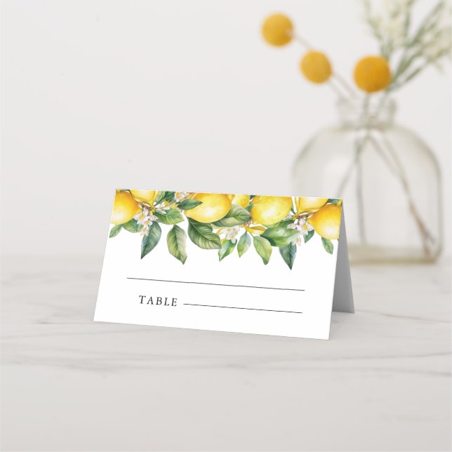Carte De Placement Réception de mariage moderne estivale au citron et (Devant)