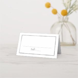 Carte De Placement Réception de mariage simple avec cadre d'argent