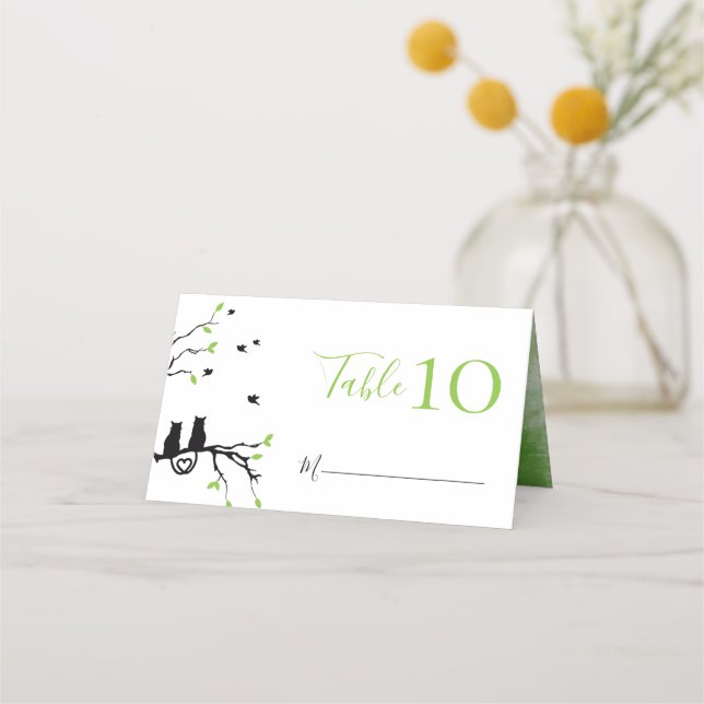 Carte De Placement Réception de mariage sur le thème des chats romant (Devant)