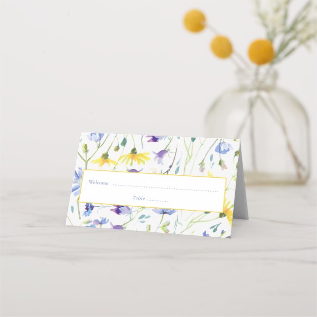 Carte De Placement Réception Fleur sauvage aquarelle (Devant)