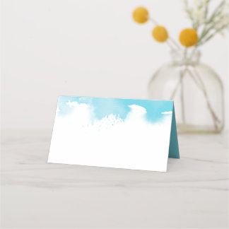 Carte De Placement RÉCEPTION MARIAGE aquarelle design aqua bleu