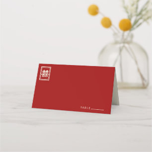 Carte De Placement Rectangle double bonheur Mariage chinois classique