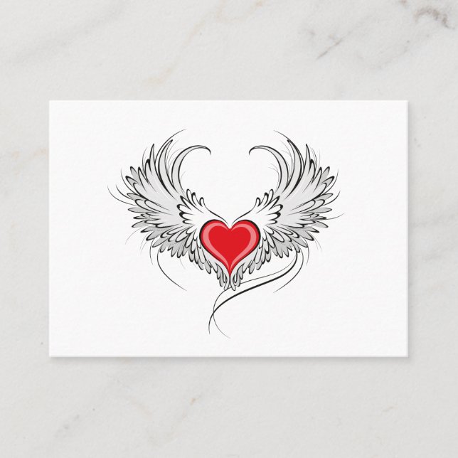 Carte De Placement Red Angel Coeur avec ailes (Devant)