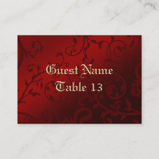 Carte De Placement Red Damask Gothique Réception Guest Place Card