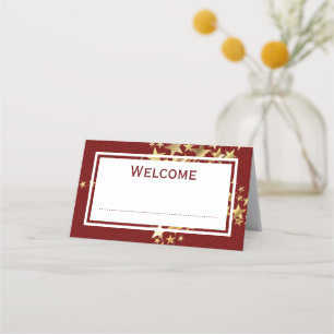 Carte De Placement Red Gold FESTIVE STARS personnalisable