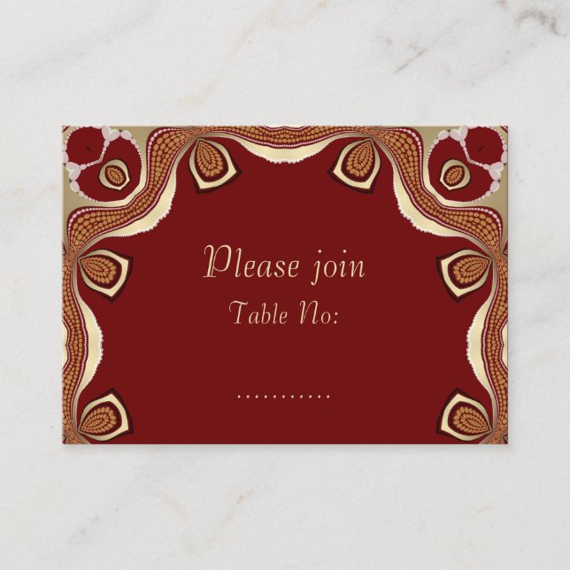 Carte De Placement Red+Gold Tribal Royal Event Table Place Card (Devant)