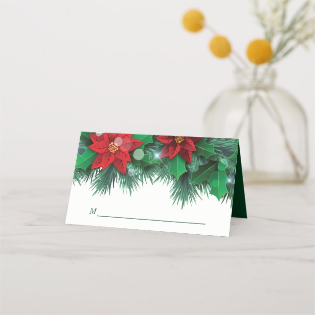 Carte De Placement Red Poinsettia Mariage de vacances (Devant)