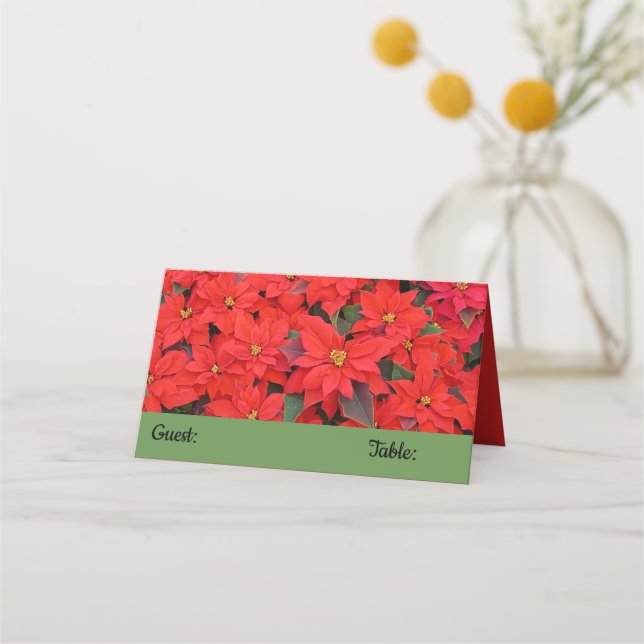 Carte De Placement Red Poinsettias I Christmas Holiday Floral Photo (Devant)