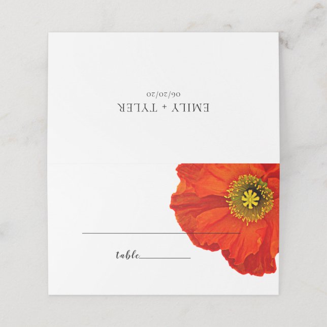 Carte De Placement Red Poppy Simplicity Mariage Escort (Extérieur déplié)