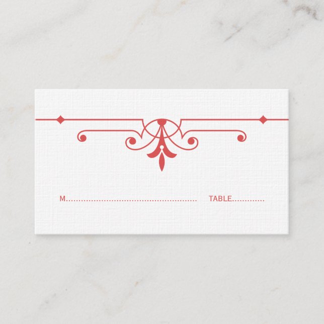 Carte De Placement Red v2 Fancy Ornamic Place Card (Devant)