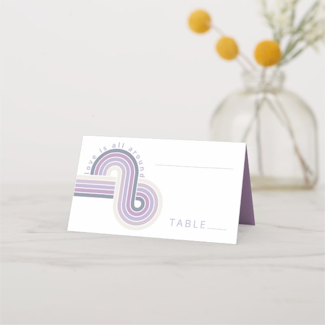 Carte De Placement Refined Lines Geometric Wedding Violet ID983 (Devant)