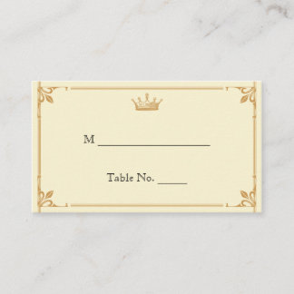 Carte De Placement Regency de la Couronne en or Mariage d'ivoire Cart