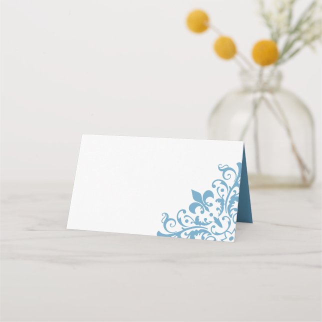 Carte De Placement Regency French Blue Fleur de Lis Mariage Motif (Devant)