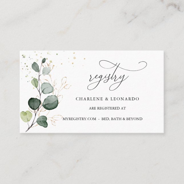 Carte De Placement Registre mariage Eucalyptus Gold Floral (Devant)