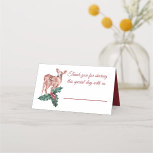 Carte De Placement Reindee Noël hiver Rouge Mariage cerf Floral