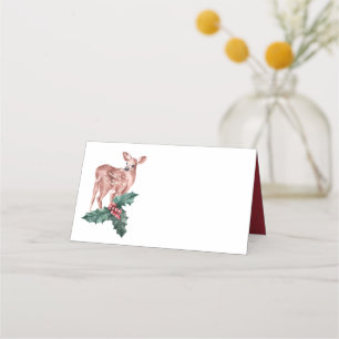 Carte De Placement Reindee Noël hiver Rouge Mariage cerf Floral