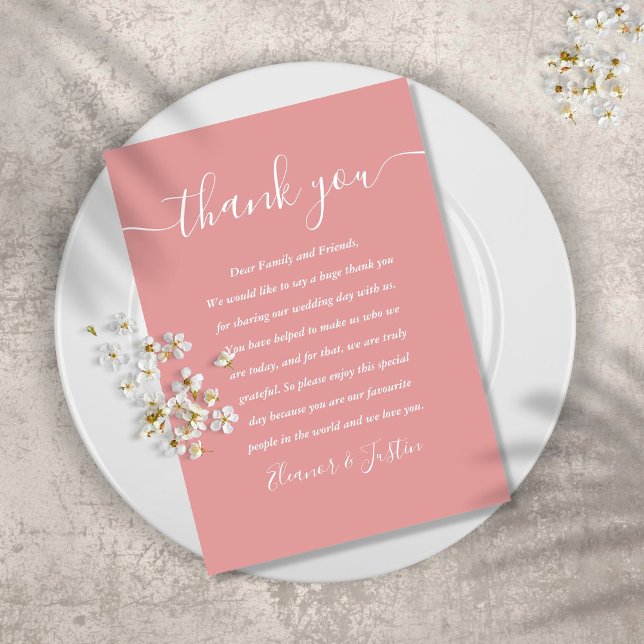 Carte De Placement Remerciement de mariage écriture Rose Poussiéreuse (Créateur téléchargé)