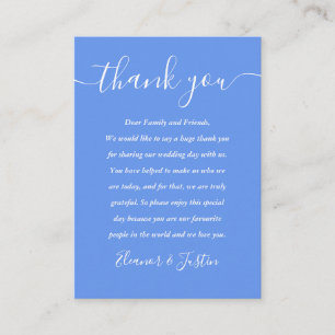 Carte De Placement Remerciement de mariage en écriture moderne Bleu B