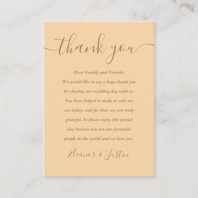 Carte De Placement Remerciements de mariage au champagne avec script  (Devant)