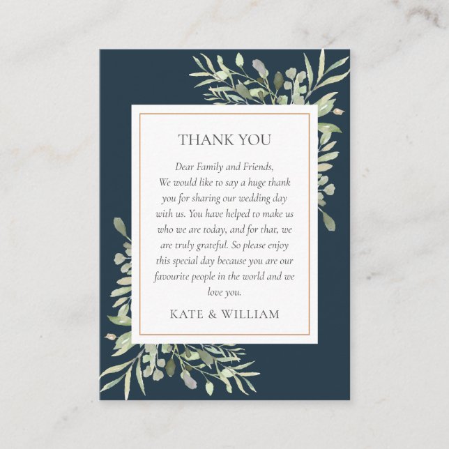 Carte De Placement Remerciements de mariage floraux de verdure de ble (Devant)