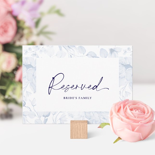 Carte de placement réservé Fleurs Bleu Poussiéreux (Créateur téléchargé)
