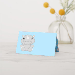 Carte De Placement Rhino Baby shower Safari bleu