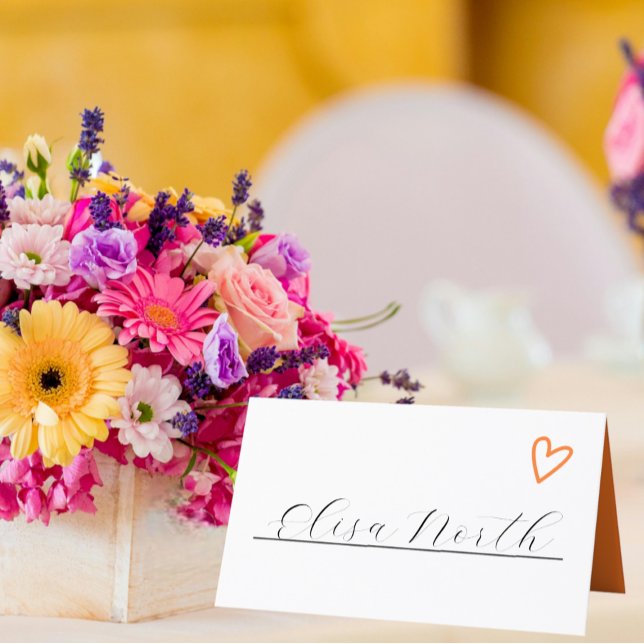 Carte De Placement Rien De Fancy Just Love Super les années 70 Rétro  (Nothing Fancy Just Love Groovy 70s Retro Wedding Place Cards from Ricaso. Handwritten by you)