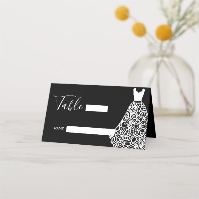 Carte De Placement Robe Mariage en dentelle blanche (Devant)