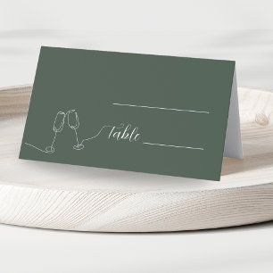 Carte De Placement ROE Dusky Green & White Simple Mariage