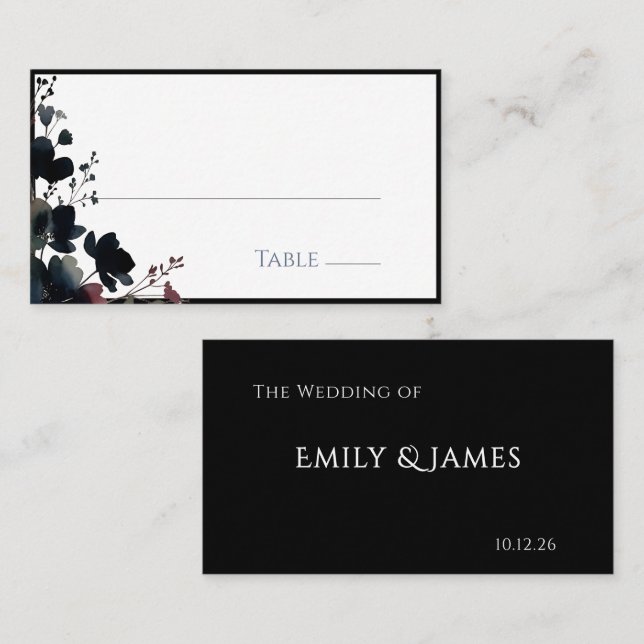 Carte De Placement Romantic Floral Wedding Soft Elegant (Devant / Derrière)