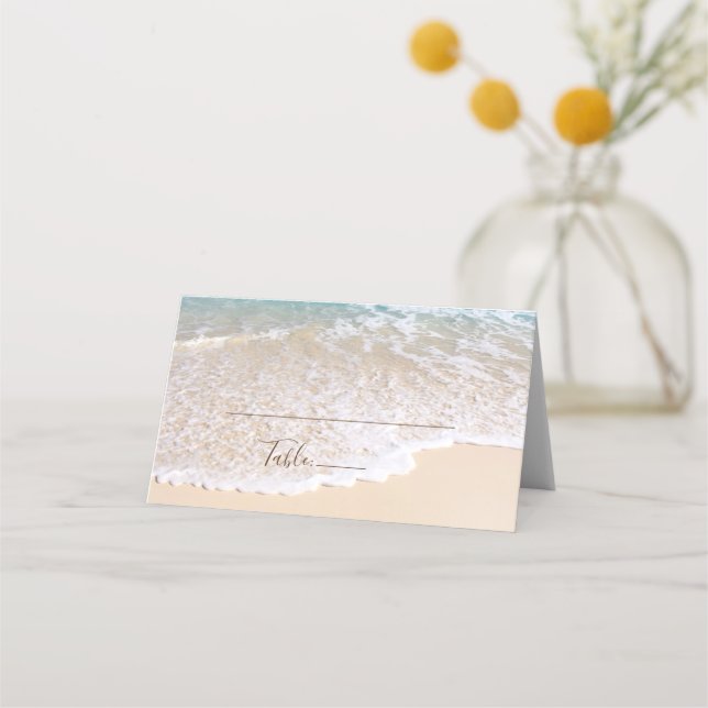 Carte De Placement Romantique Océan Vagues Plage tropicale Mariage (Devant)