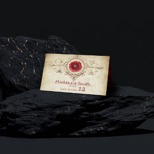 Carte De Placement Rose à bijoux Vintage Crimson Red Gem Grunge