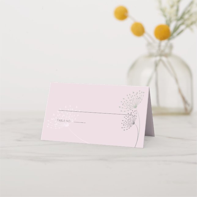Carte De Placement Rose Avec Fleurs De Doodle Simple (Devant)