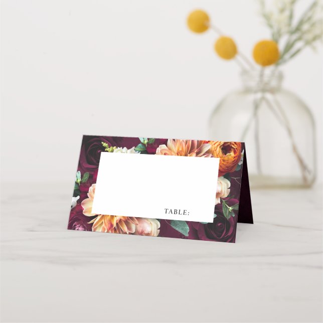 Carte De Placement Rose de Bourgogne Ranunculus Mariage (Devant)