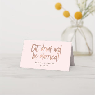 Carte De Placement Rose de brosse moderne Gold Mariage Place Card