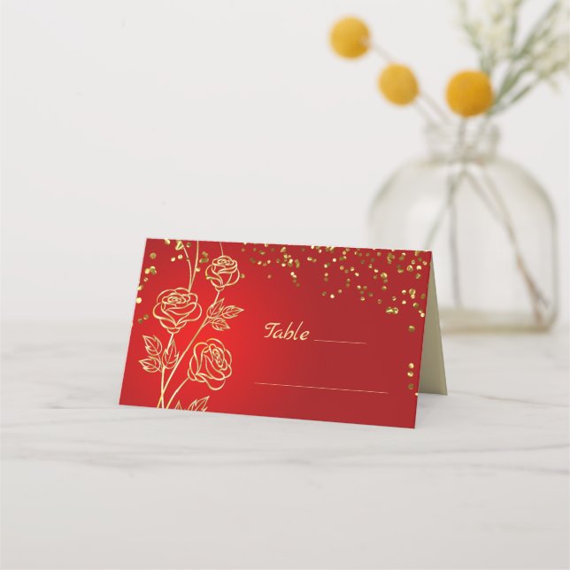 Carte De Placement Rose d'or Confetti (Devant)