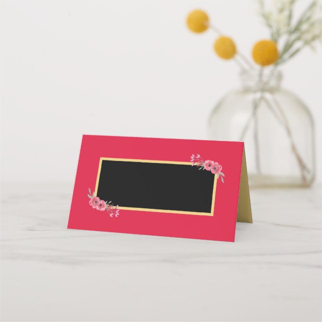 Carte De Placement Rose élégant et chic avec Fleurs aquarelles (Devant)