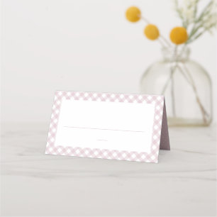 Carte De Placement Rose en vichy simple mignonne fille baby shower
