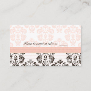 Carte De Placement Rose et Brown Vintage Mariage damassé Table Place