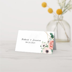Carte De Placement Rose Floral Élégant Fleurs modernes Mariage