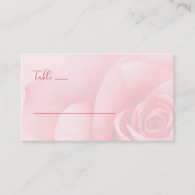 Carte De Placement Rose Florale Rose Romantique (Devant)