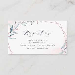 Carte De Placement Rose Gold Blue Greenery Registre géométrique des m