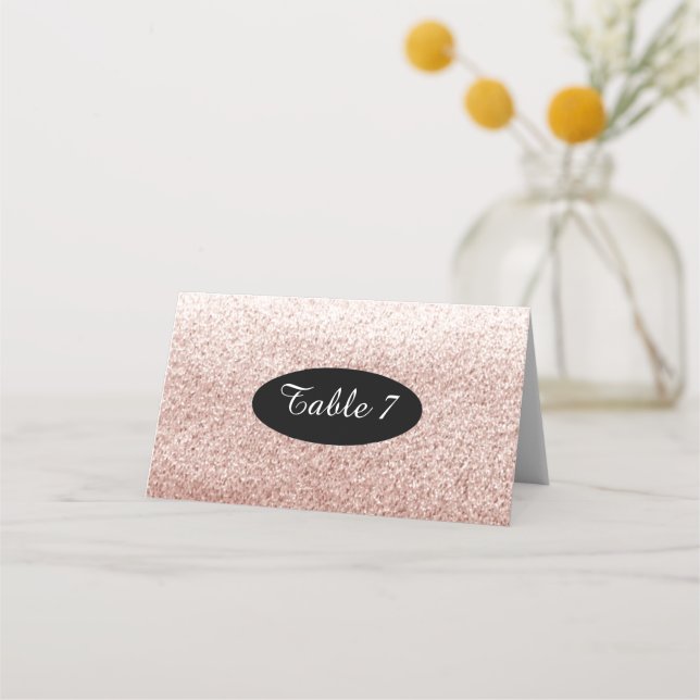 Carte De Placement Rose Gold Faux Parties scintillant Nombre de siège (Devant)