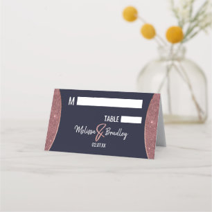 Carte De Placement Rose Gold Parties scintillant Marine Circulaire bl
