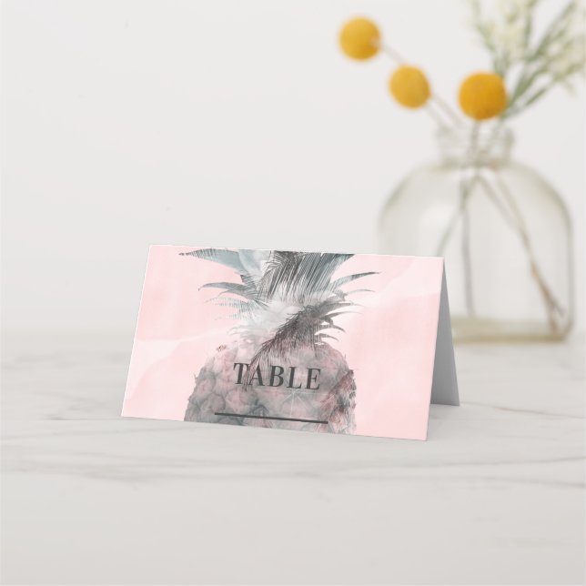 Carte De Placement Rose Gold Rose Tropical Pineapple Table Assise (Devant)