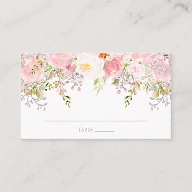 Carte De Placement Rose Jardin rose Aquarelle Floral Plat (Devant)
